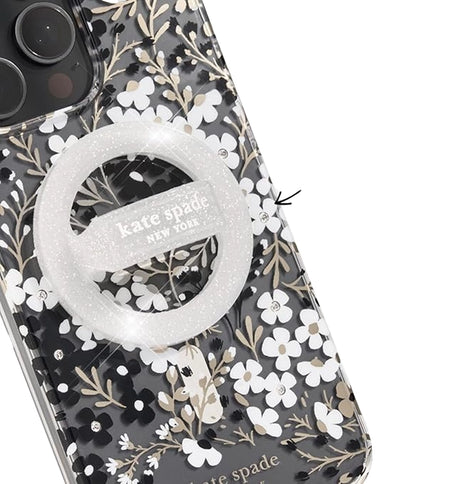 Magnetic MagSafe Loop Grip – Sparkle Silver | Kate Spade Stylish & Functional Phone Accessory image 1