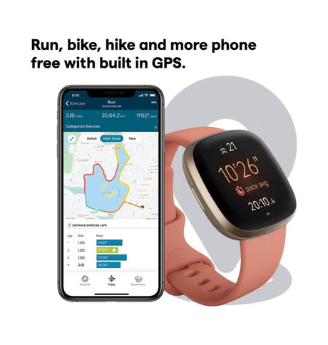 Fitbit Versa 3 Smartwatch - Pink Gold Aluminum Case with 6+ Day Battery &amp; Built - in GPS image 2