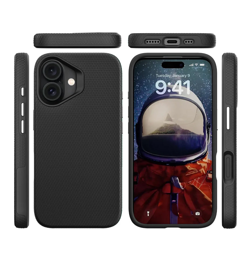 iPhone 16 Triangle Pattern MagSafe Case - Black | Rugged Shockproof Back Cover image 1
