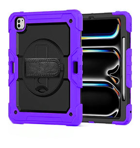 Apple iPad Pro 13" (2024) Case - Purple | Survivor Generic 360 Rotating Hand Strap Stand, Protective Cover image 0