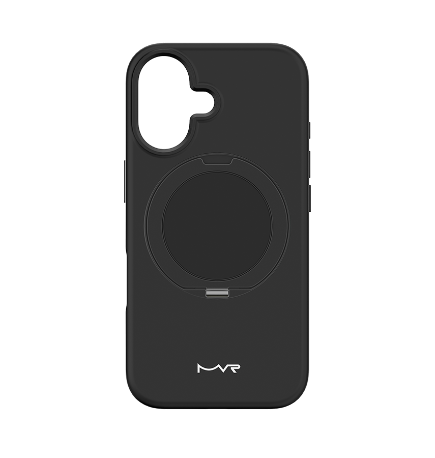 iPhone 16 MVR Liquid Silicone Stand Case - Black | Soft - Touch, Adjustable Kickstand image 0