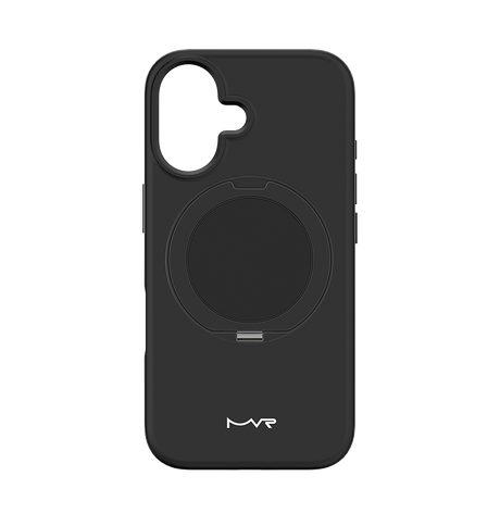 iPhone 16 MVR Liquid Silicone Stand Case - Black | Soft - Touch, Adjustable Kickstand image 0