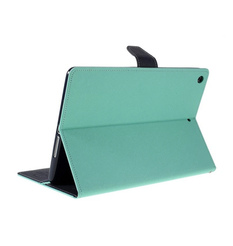 iPad 10.2 (9th/10th Gen) Wallet Case – Mint & Navy | Goospery Mercury Fancy Diary Cover with Slim PU Leather & Card Slot image 0