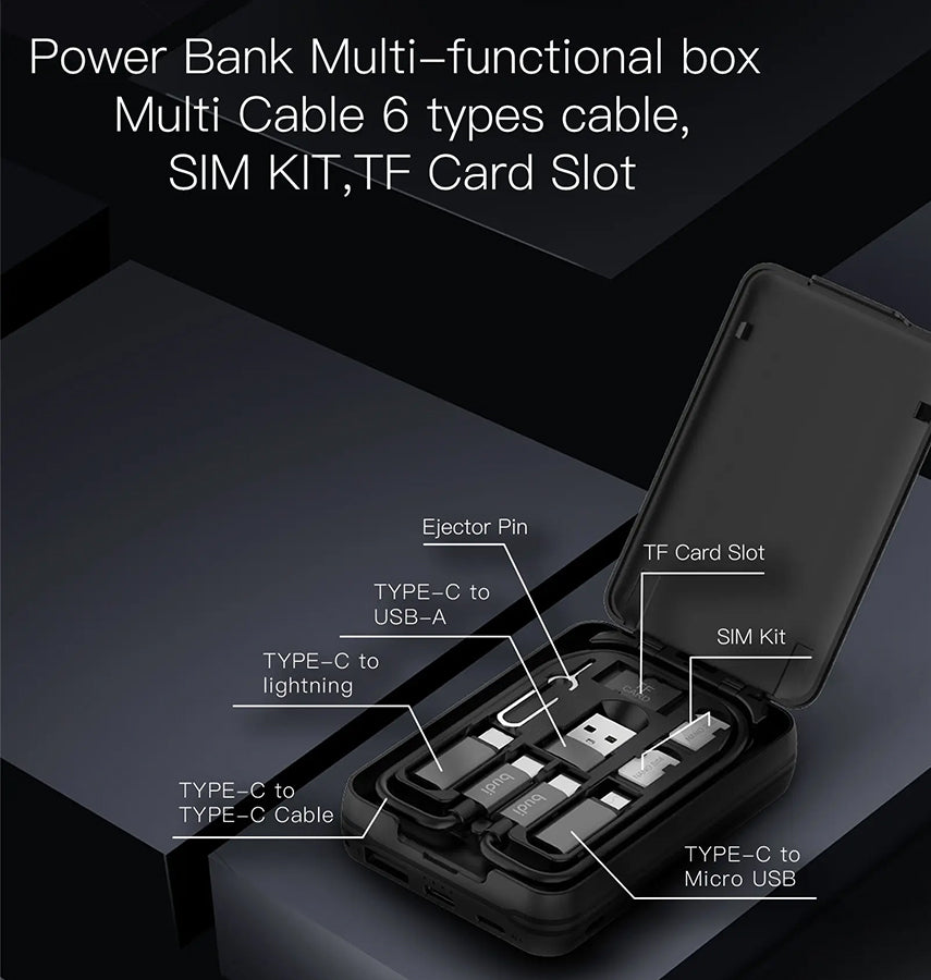 Budi 515P 5000mAh Power Bank - White | Compact Portable Charger with LED Flashlight & Dual USB Output image 3