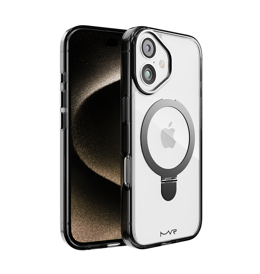 iPhone 16 Stellar Stand Case - Black | Built In Adjustable Kickstand, Shockproof Back Cover image 0