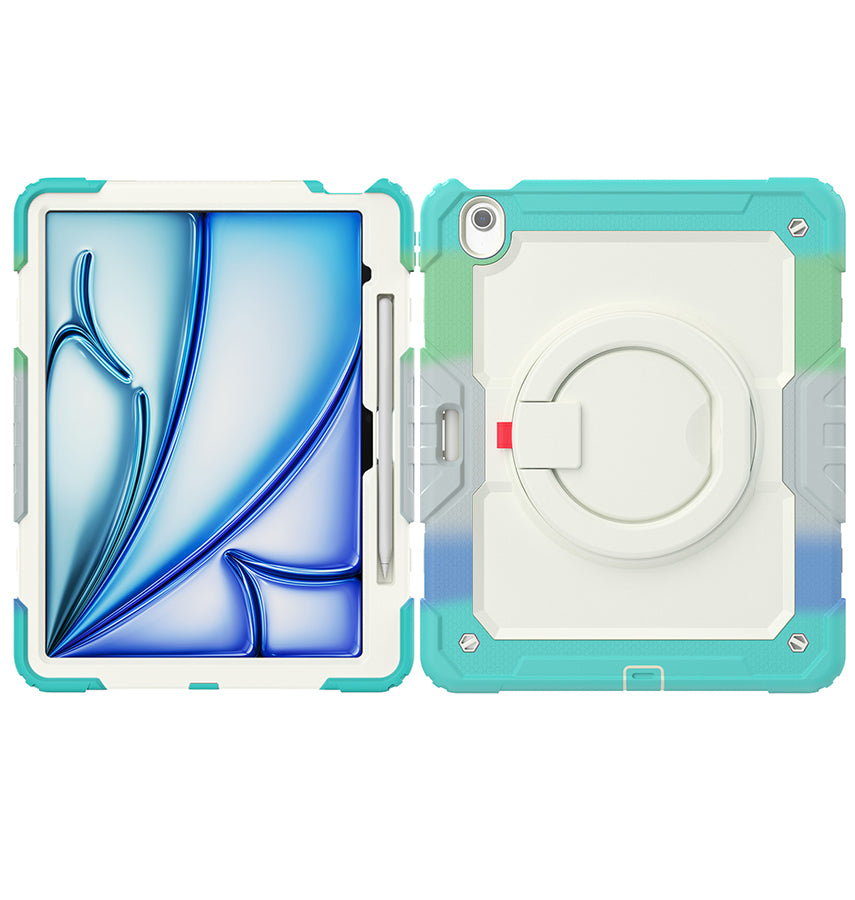 Apple iPad 10.9" (10th Gen) Case – Rainbow Blue | Survivor Generic 360 Rotating Hand Strap Stand, Scratch Protective Cover image 2
