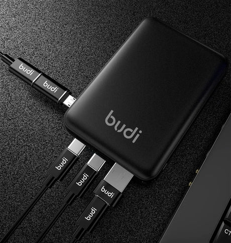 Budi 515P 5000mAh Power Bank - White | Compact Portable Charger with LED Flashlight & Dual USB Output image 2