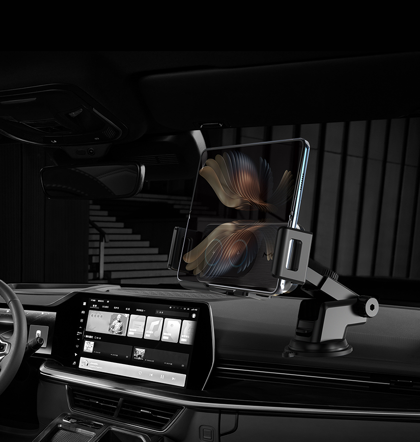 MVR Z1 15W Wireless Charging Car Holder with 90-Degree Rotation - Black image 5