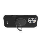 iPhone 16 Pro - Black | MVR Liquid Silicone Stand Cover, Soft - Touch, Adjustable Kickstand image 3