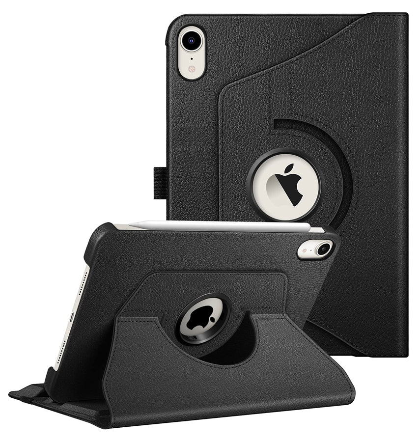 Apple iPad Mini (6th/7th Gen) - Black | 360 Rotating Hand Strap Stand, Shockproof & Scratch - Resistant Protective Cover image 0