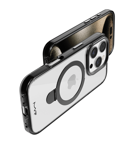 iPhone 16 Pro Max MVR Stellar Stand Case - Smokey Black | Built In Adjustable Kickstand Back Cover image 1
