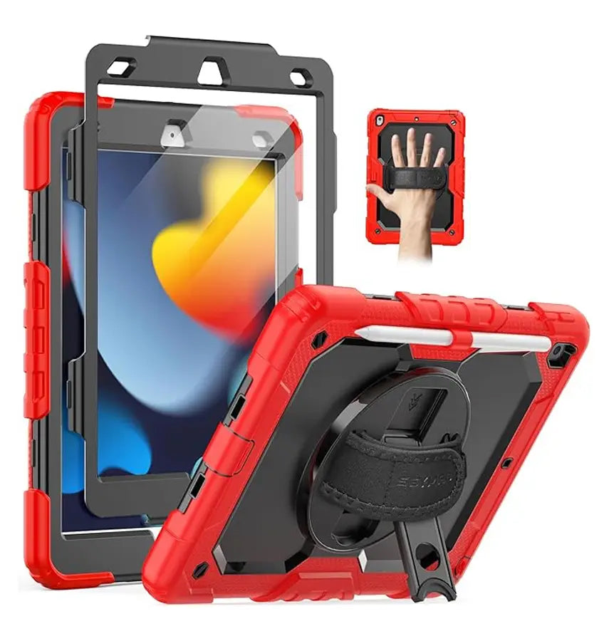 Apple iPad 10.2 Case - Red | Survivor Generic Rugged Case with Hand Strap, Shockproof & Scratch - Resistant Protective Cover image 0