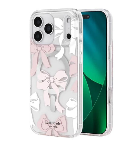 iPhone 17 Pro Max  Tied With a Bow MagSafe Case – Clear/Pink/White | Kate Spade Protective Cover with Stylish, Slim & Durable Design image 2