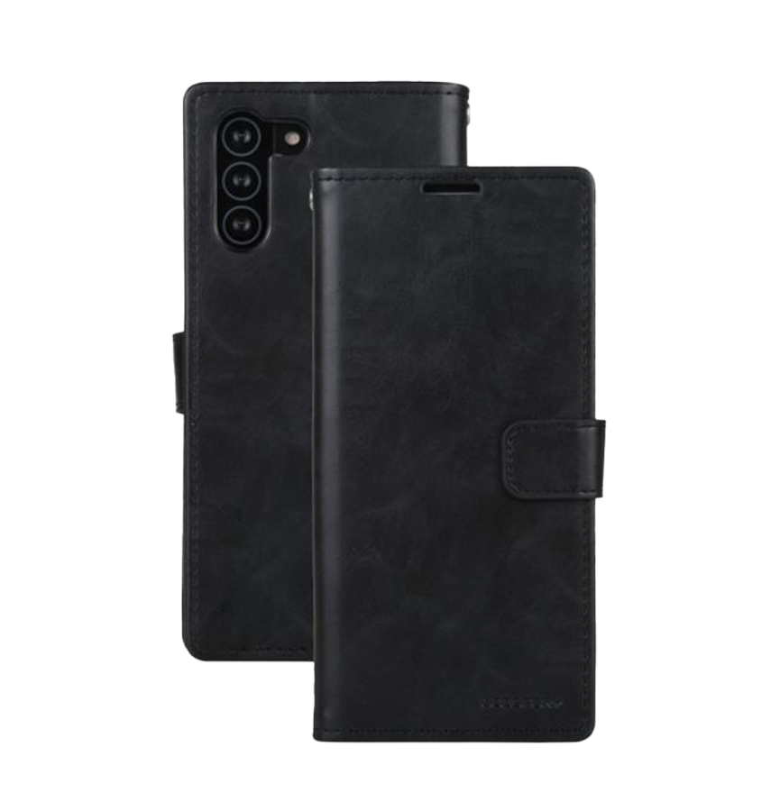 Samsung Galaxy S21 Mercury FE Bluemoon Diary Wallet Flip Case - Black | Shockproof Protective Cover image 0
