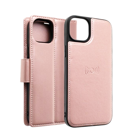 iPhone 15 Pro Wallet Case - Rose Gold | Hanman Leather Magnetic Detachable Flip Cover image 0