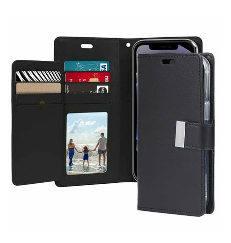 iPhone 15 Plus Wallet Case – Classic Black | Goospery Mercury Rich Diary PU Leather with Business Style Card Holder & Front Cash Pocket image 0
