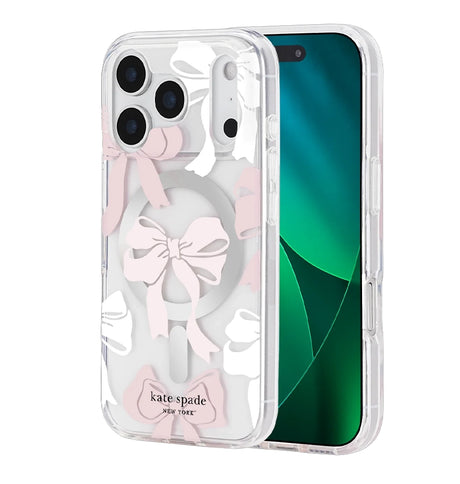 iPhone 17 Pro Tied With a Bow MagSafe Case – Clear/Pink/White | Kate Spade Protective Cover with Stylish, Slim & Durable Design image 1