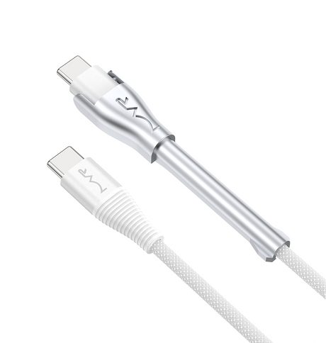 MVR 60W Nylon Braided Charging Cable - White | USB C 1.2m Multi Fast Charging Cable With Kickstand image 2