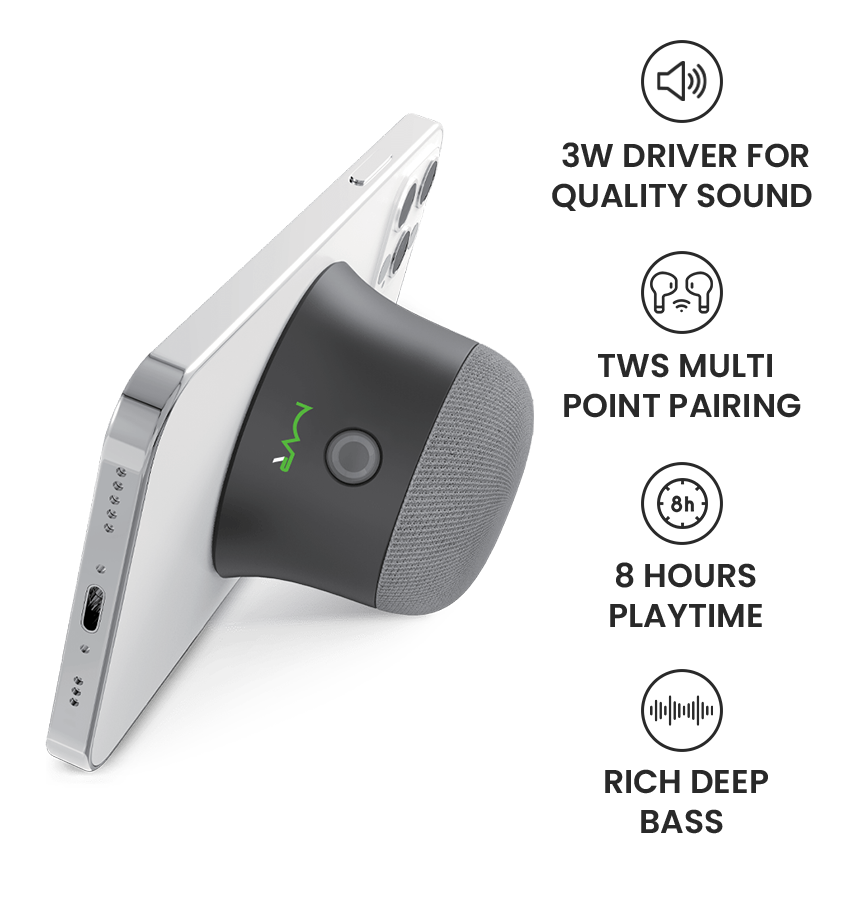 MVR Mag SoundMate Magnetic Speaker - Black | MagSafe Compatible, 15W HD Sound & Portable Clip - On Design image 5