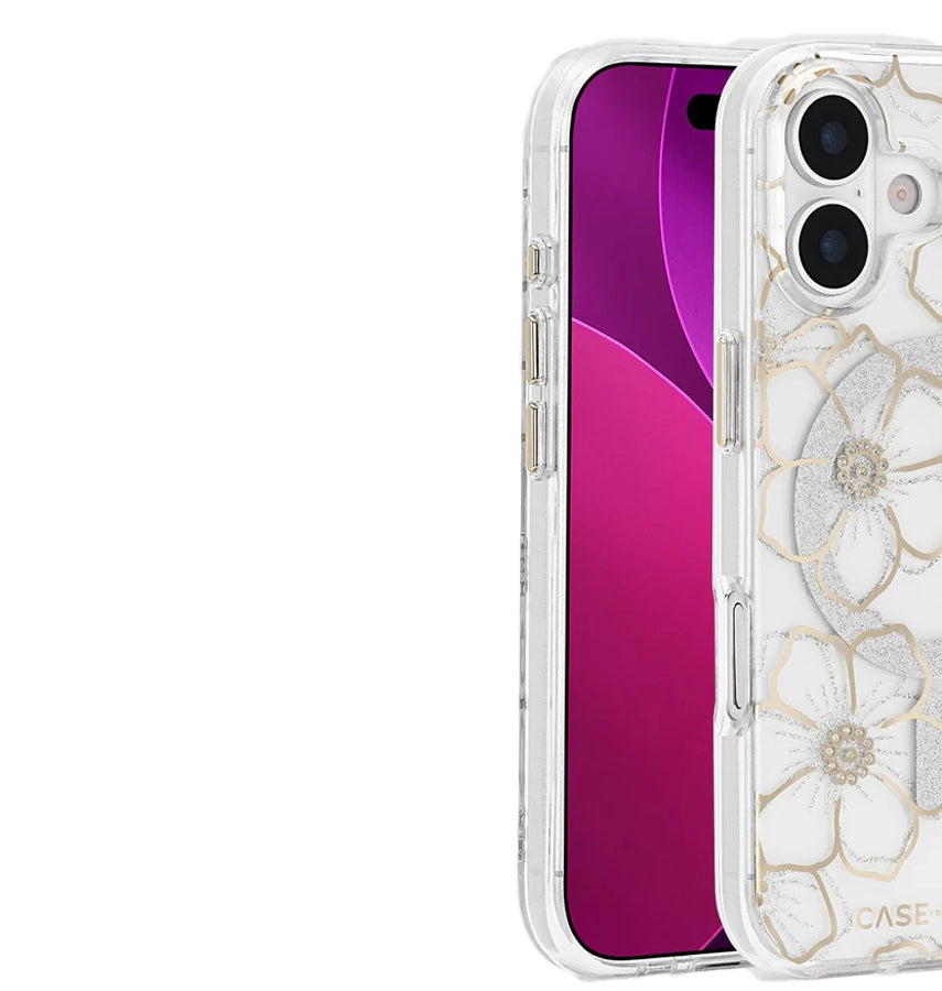 iPhone 17 Floral Gems MagSafe Case – Gold | Case-Mate Stylish Protective Cover with Slim, Durable & Drop Protection image 1
