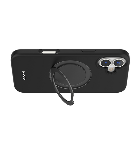 iPhone 16 MVR Liquid Silicone Stand Case - Black | Soft - Touch, Adjustable Kickstand image 3