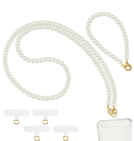 Detachable Phone Lanyard - White Pearl | Elegant Neck Strap for Smartphones image 0