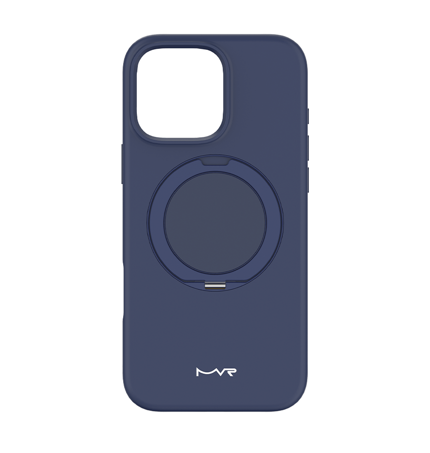 iPhone 16 Pro Max MVR Wave Silicone Case - Navy | Built In Adjustable Kickstand Back Cover image 0