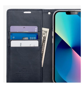 iPhone 16 Pro Wallet Case – Black | Goospery Mercury Bluemoon Premium PU Leather Flip Wallet Case with Card Slots image 0