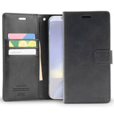 Samsung A12 Diary Case - Black | Mercury Bluemoon Diary with Clasp, Card Slots & Full Protection